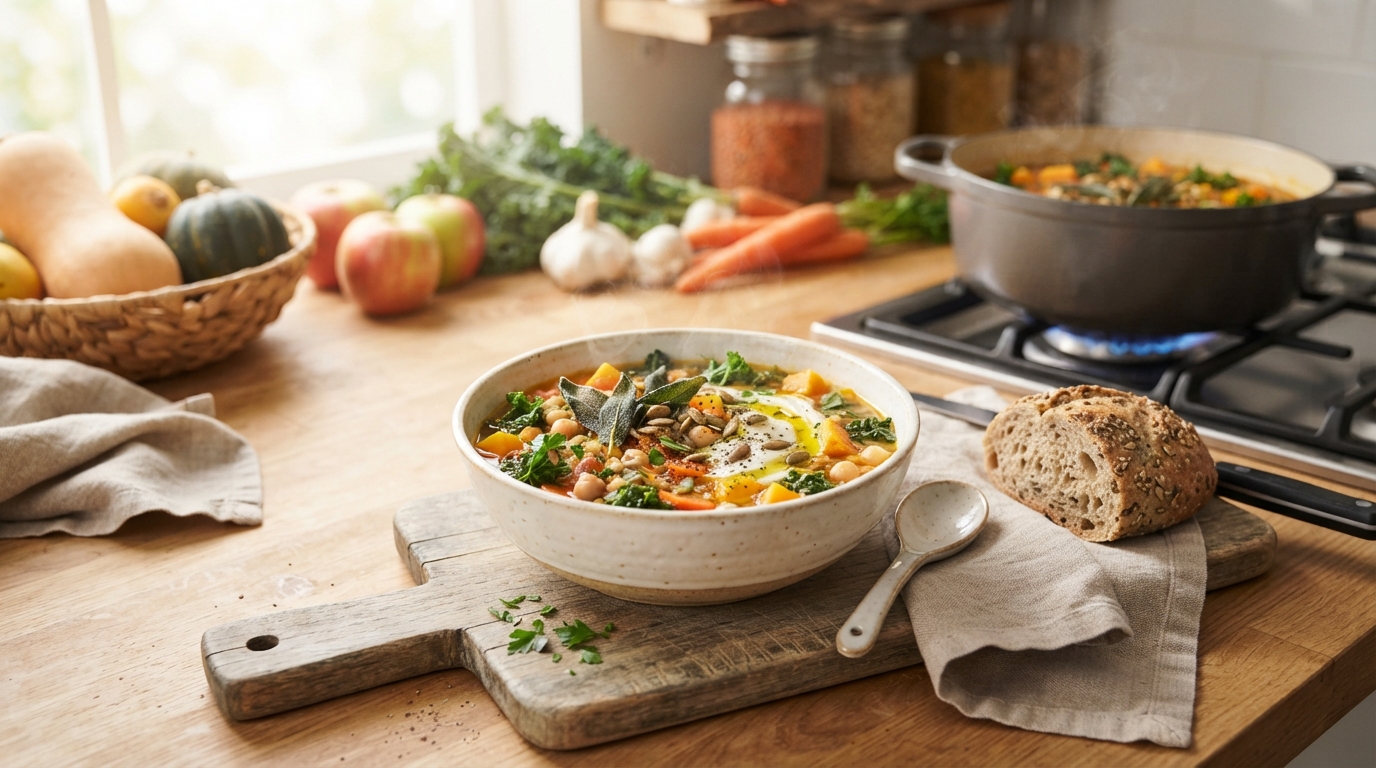 Editorial illustration for The Best Healthy Fall Soups for Your Schedule